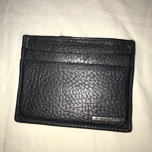 Ermenegildo Zegna Woven Leather Card Case, Black